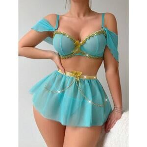 3pc Aladdin Princess Jasmine Arabian Nights Sexy Cosplay Lingerie Set XL